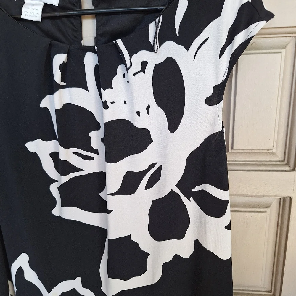 My Favorite Dress! Stuudio London Times Blk/Wht Sz12 Cap Sleeves Poly/Spandex - Picture 6 of 8